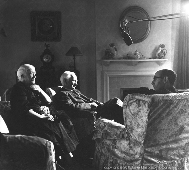 Lord and Lady Beveridge being interviewed in their home by ABC Television 1956 (Helen Muspratt)